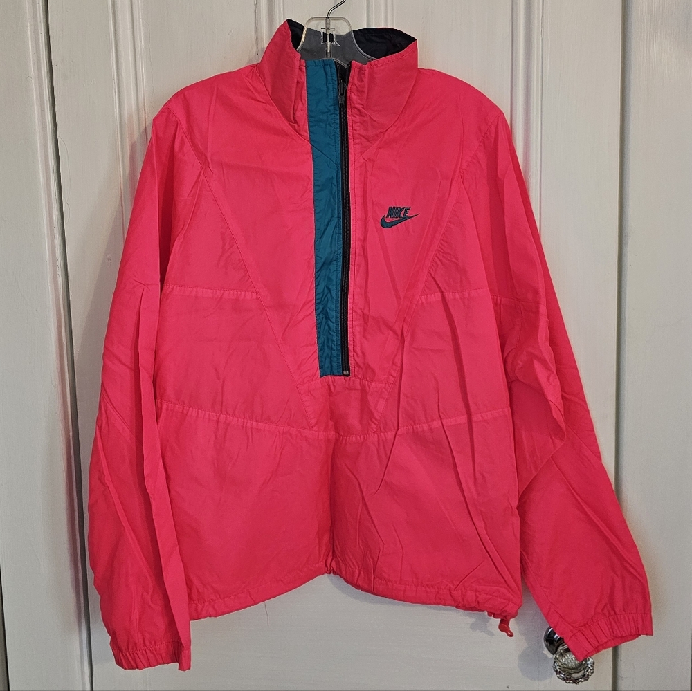 Vintage 1989-1994 Nike Grey Label Pullover 1/2 Zip Windbreaker Pink Adult Medium